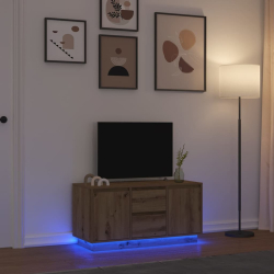 Szafka RTV z oświetleniem LED Dąb Artisan 100x41x50 cm