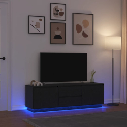 Szafka RTV z oświetleniem LED Czarny Dąb 160,5x41x50 cm