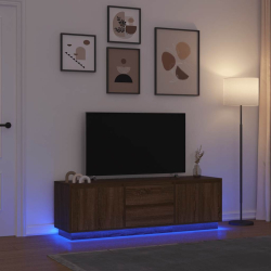 Szafka RTV z oświetleniem LED Brązowy Dąb 160,5x41x50 cm