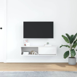 Szafka RTV Biała 100x31x25,5 cm Drewno klejone