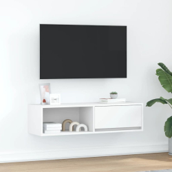 Szafka RTV Biała 100x31x25,5 cm Drewno klejone