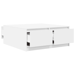 Stolik kawowy z szufladami Biały 100x100x40 cm