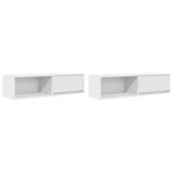 Szafki pod TV 2 szt. Białe 100x31x25,5 cm Drewno klejone