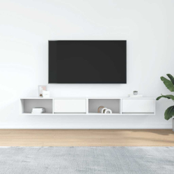 Szafki pod TV 2 szt. Białe 100x31x25,5 cm Drewno klejone