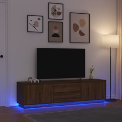 Szafka RTV z oświetleniem LED Brązowy Dąb 193,5x41x50 cm