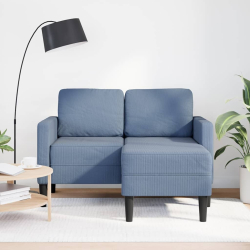 Sofa 2-osobowa z leżanką w kształcie litery L, niebieska