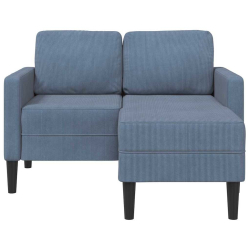 Sofa 2-osobowa z leżanką w kształcie litery L, niebieska