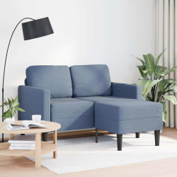 Sofa 2-osobowa z leżanką w kształcie litery L, niebieska