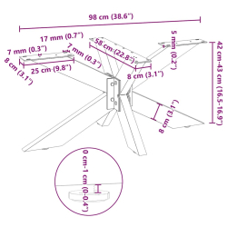 Noga stolika kawowego, antracyt, 98x58x(42-43) cm, stal