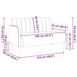 Sofa dwuosobowa Ciemnoszara 109 cm Aksamit