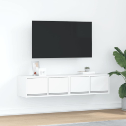 Szafki RTV 2 szt. Białe 60x31x25,5 cm Drewno klejone