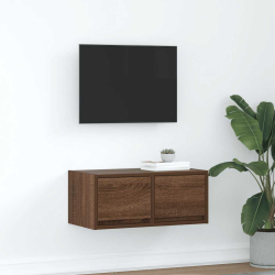 Szafka RTV Brązowy Dąb 60x31x25,5 cm Drewno klejone