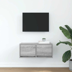 Szafka RTV Szara Sonoma 60x31x25,5 cm Drewno klejone