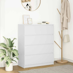 Komoda Biała 80x35x99 cm Drewno klejone