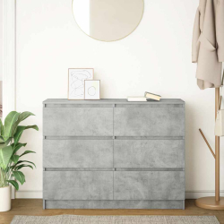 Komoda Betonowa Szara 100x35x76 cm Drewno klejone