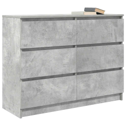 Komoda Betonowa Szara 100x35x76 cm Drewno klejone