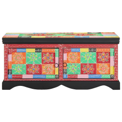 Stolik kawowy wielokolorowy 90x50x40 cm lite drewno mango