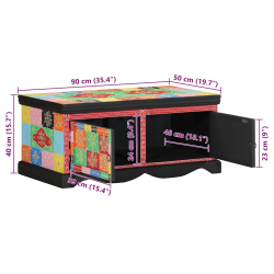 Stolik kawowy wielokolorowy 90x50x40 cm lite drewno mango