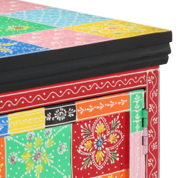 Stolik kawowy wielokolorowy 90x50x40 cm lite drewno mango