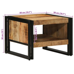 Stolik kawowy 50x50x38 cm lite drewno surowe mango