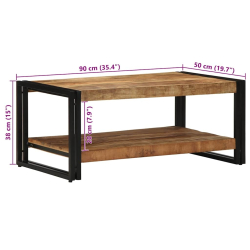 Stolik kawowy 90x50x38 cm lite drewno surowe mango
