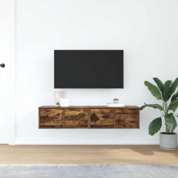 Szafki RTV 2 szt. Dąb wędzony 60x31x25,5 cm Drewno klejone