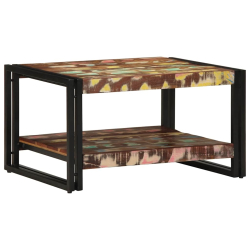 Stolik kawowy wielokolorowy 70x50x38 cm lite drewno odzyskane