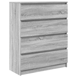 Komoda Szara Sonoma 80x35x99 cm Drewno klejone
