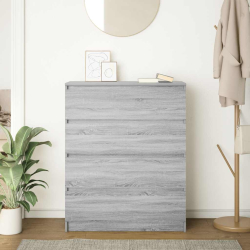 Komoda Szara Sonoma 80x35x99 cm Drewno klejone
