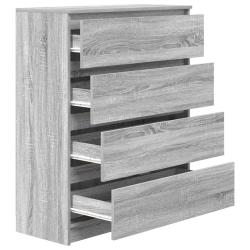 Komoda Szara Sonoma 80x35x99 cm Drewno klejone
