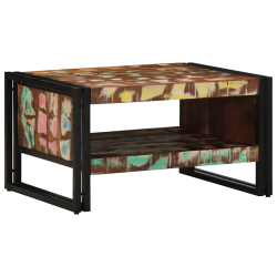 Stolik kawowy wielokolorowy 70x50x38 cm lite drewno odzyskane
