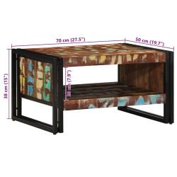 Stolik kawowy wielokolorowy 70x50x38 cm lite drewno odzyskane