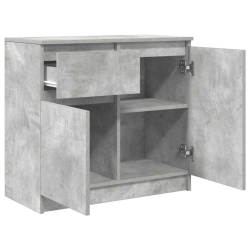 Komoda z szufladą Betonowa szarość 71x35x65 cm Drewno klejone
