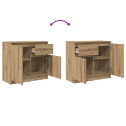 Komoda z szufladą Artisan Oak 71x35x65 cm Drewno klejone