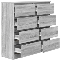 Komoda Szara Sonoma 100x35x99 cm Drewno klejone