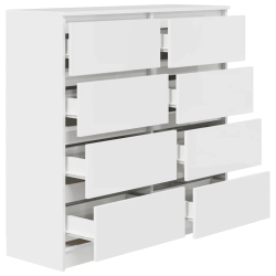 Komoda Biała 100x35x99 cm Drewno klejone