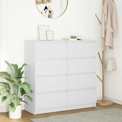 Komoda Biała 100x35x99 cm Drewno klejone