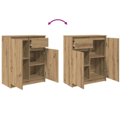 Komoda z szufladą Artisan Oak 71x35x84 cm Drewno klejone