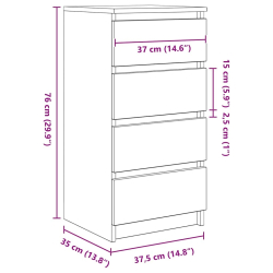 Komoda Szara Sonoma 37,5x35x76 cm Drewno klejone