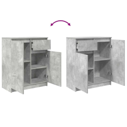 Komoda z szufladą Beton Szary 71x35x84 cm Drewno klejone