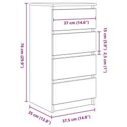 Komoda Sonoma Oak 37,5x35x76 cm Drewno klejone