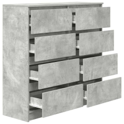 Komoda Betonowa Szara 100x35x99 cm Drewno klejone