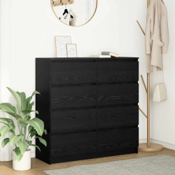 Komoda Czarny Dąb 100x35x99 cm Drewno klejone