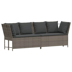 Sofa ogrodowa z poduszkami, szara, polirattanowa