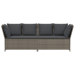 Sofa ogrodowa z poduszkami, szara, polirattanowa