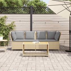 Sofa ogrodowa z poduszkami beżowy polirattan