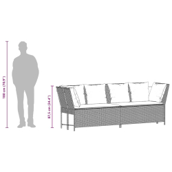 Sofa ogrodowa z poduszkami beżowy polirattan