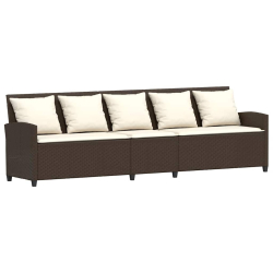 Sofa ogrodowa 5-osobowa z poduszkami Brązowy polirattan