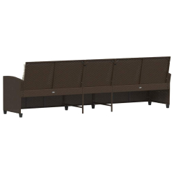 Sofa ogrodowa 5-osobowa z poduszkami Brązowy polirattan