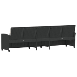 Sofa ogrodowa 5-osobowa z poduszkami Czarny polirattan
